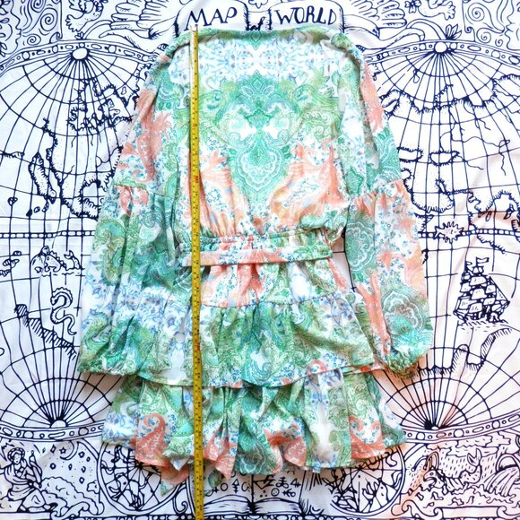 Flying Tomato || Paisley Long Sleeve & Layered Ruffle Hem Mini Dress - Picture 9 of 10